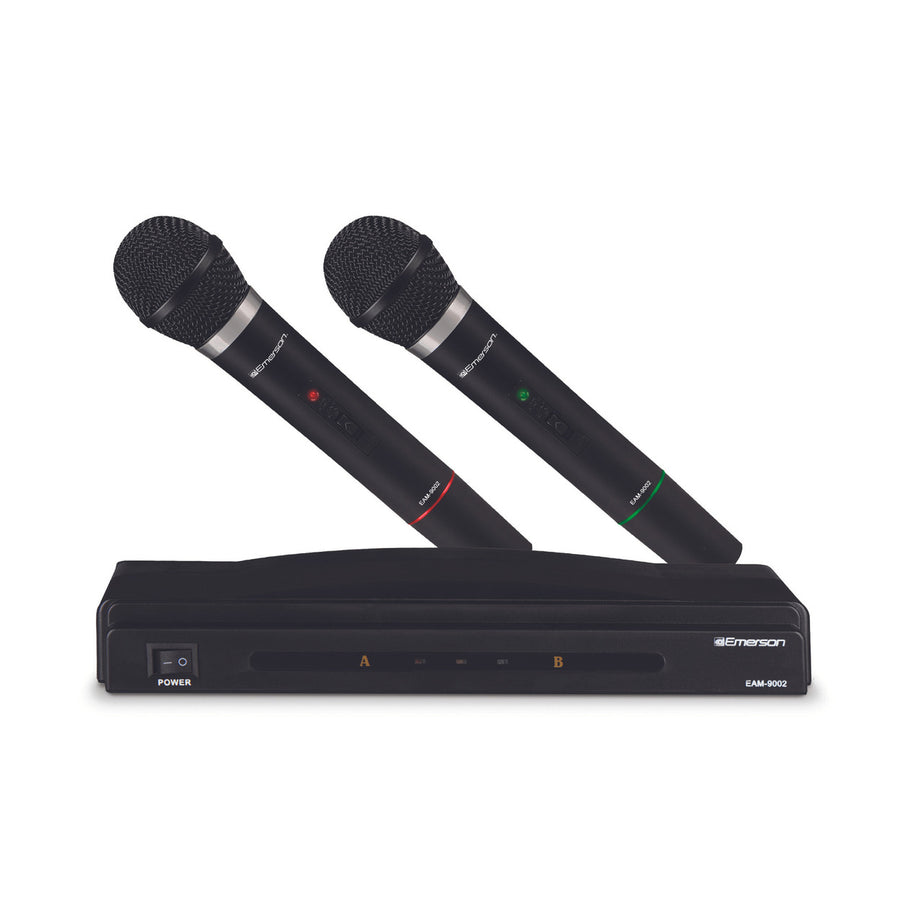 Emerson Dual Wireless Microphone Kit with Receiver Model EAM-9002 30ft Range Image 1