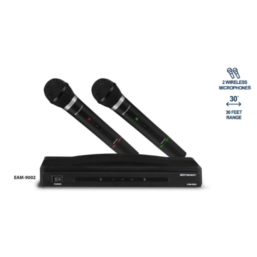 Emerson Dual Wireless Microphone Kit with Receiver Model EAM-9002 30ft Range Image 2