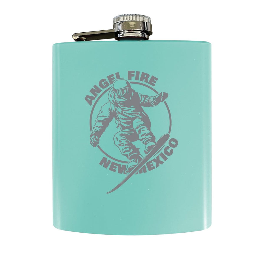 Angel Fire Mexico Souvenir 7 oz Engraved Steel Flask Matte Finish Image 1