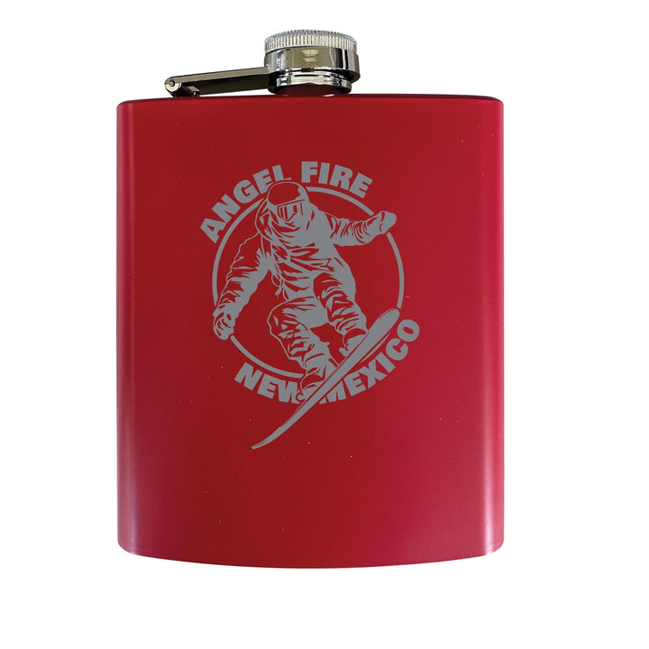 Angel Fire Mexico Souvenir 7 oz Engraved Steel Flask Matte Finish Image 2