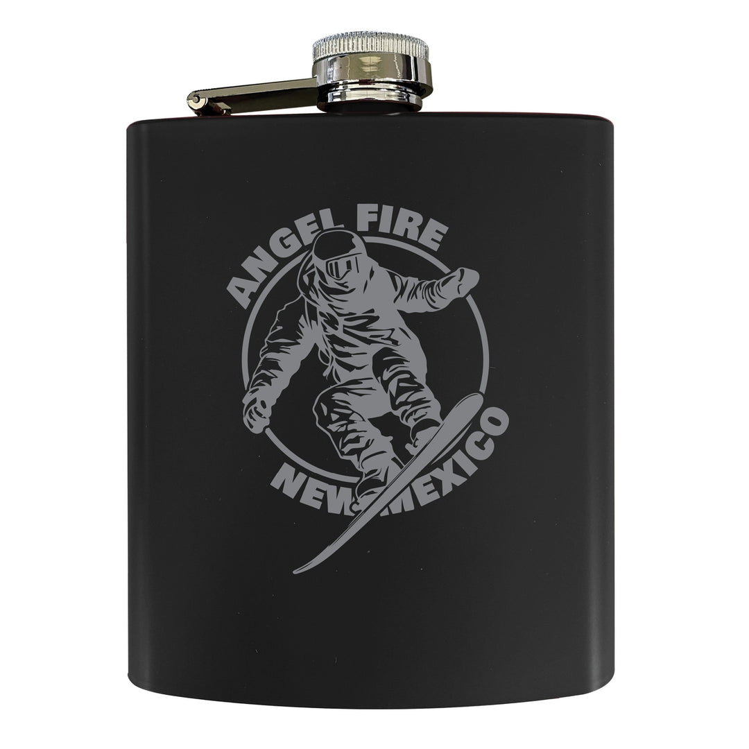 Angel Fire Mexico Souvenir 7 oz Engraved Steel Flask Matte Finish Image 3