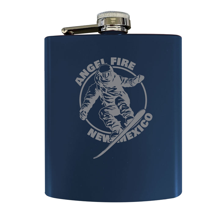 Angel Fire Mexico Souvenir 7 oz Engraved Steel Flask Matte Finish Image 4