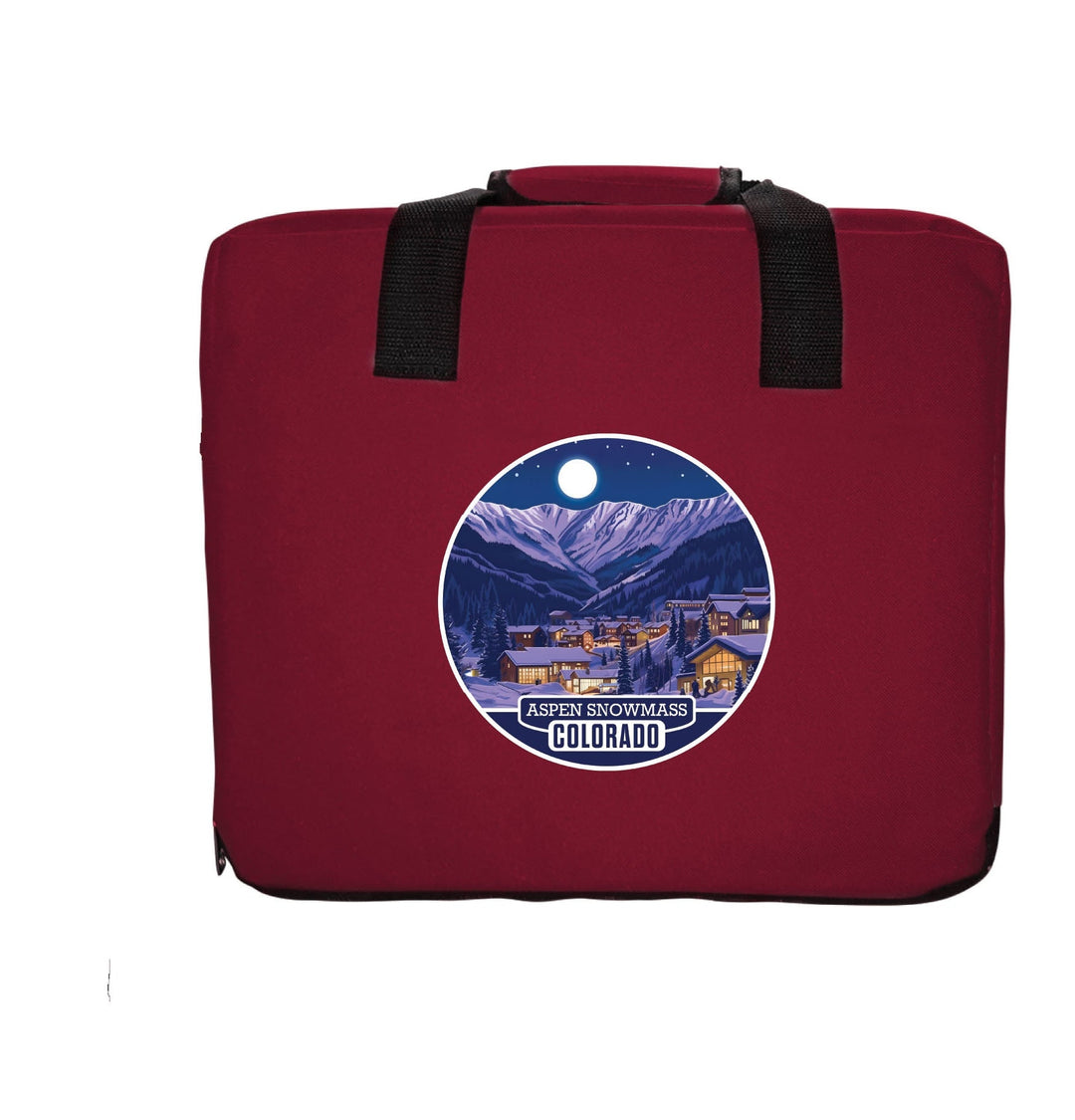 Aspen Snowmass Colorado Design B Souvenir Destination Seat Cushion Maroon Image 1