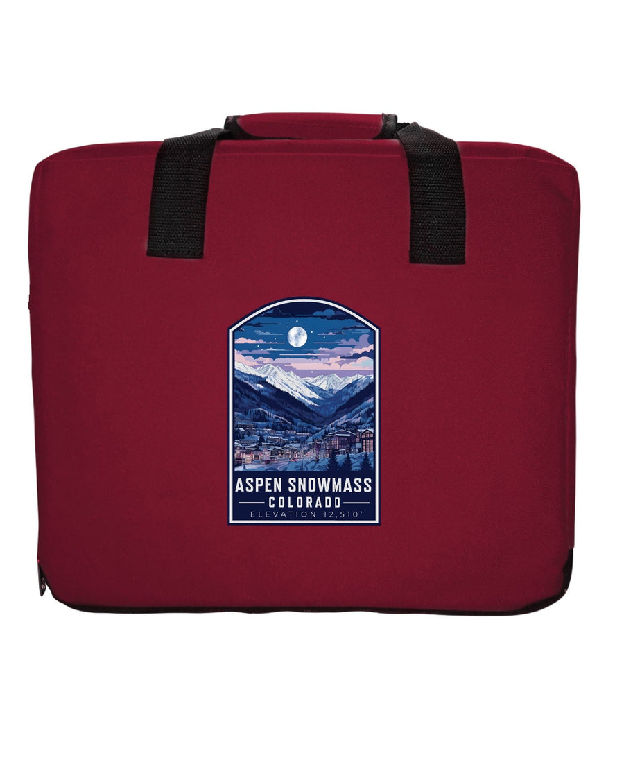 Aspen Snowmass Colorado Design C Souvenir Destination Seat Cushion Maroon Image 1