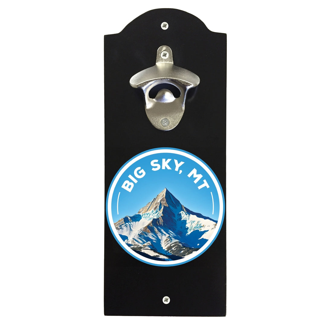 Big Sky Montana Snowy Mountain Design Souvenir Wall mounted bottle opener Image 1