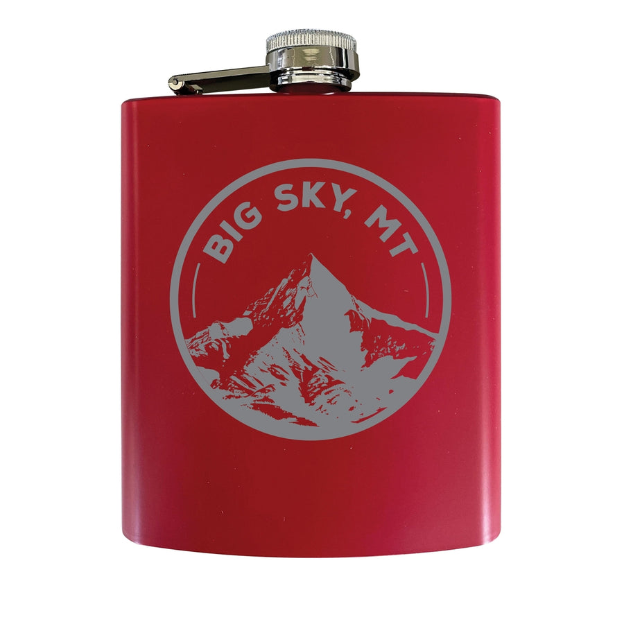 Big Sky Montana Souvenir 7 oz Engraved Steel Flask Matte Finish Image 1