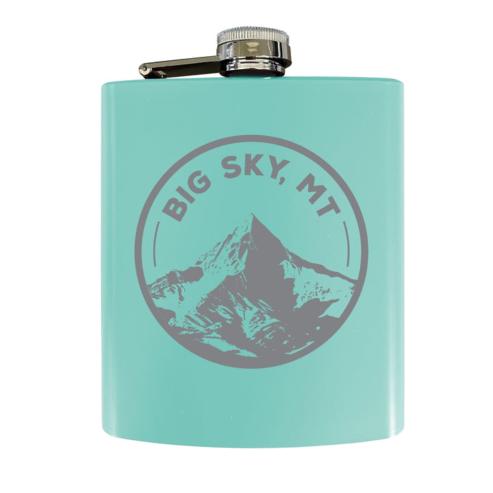 Big Sky Montana Souvenir 7 oz Engraved Steel Flask Matte Finish Image 2