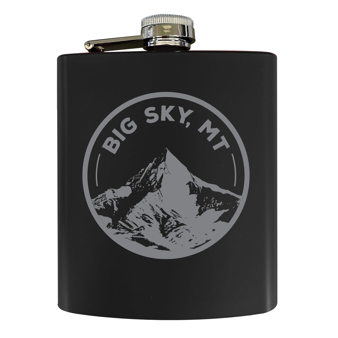 Big Sky Montana Souvenir 7 oz Engraved Steel Flask Matte Finish Image 3