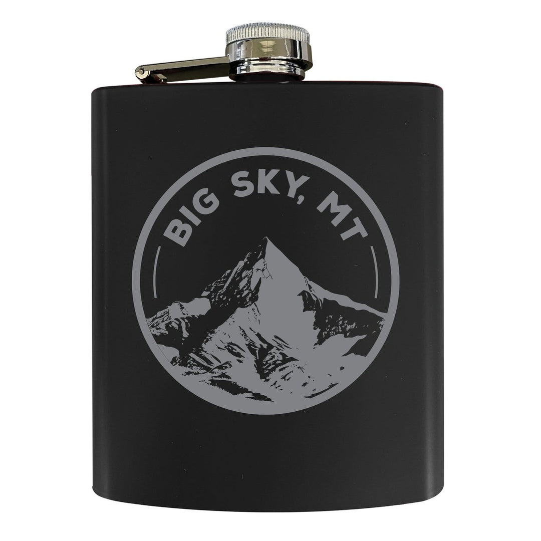 Big Sky Montana Souvenir 7 oz Engraved Steel Flask Matte Finish Image 1