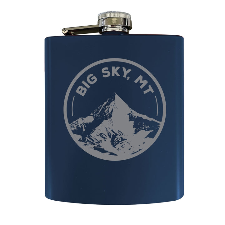 Big Sky Montana Souvenir 7 oz Engraved Steel Flask Matte Finish Image 4