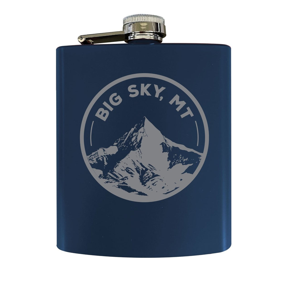 Big Sky Montana Souvenir 7 oz Engraved Steel Flask Matte Finish Image 1