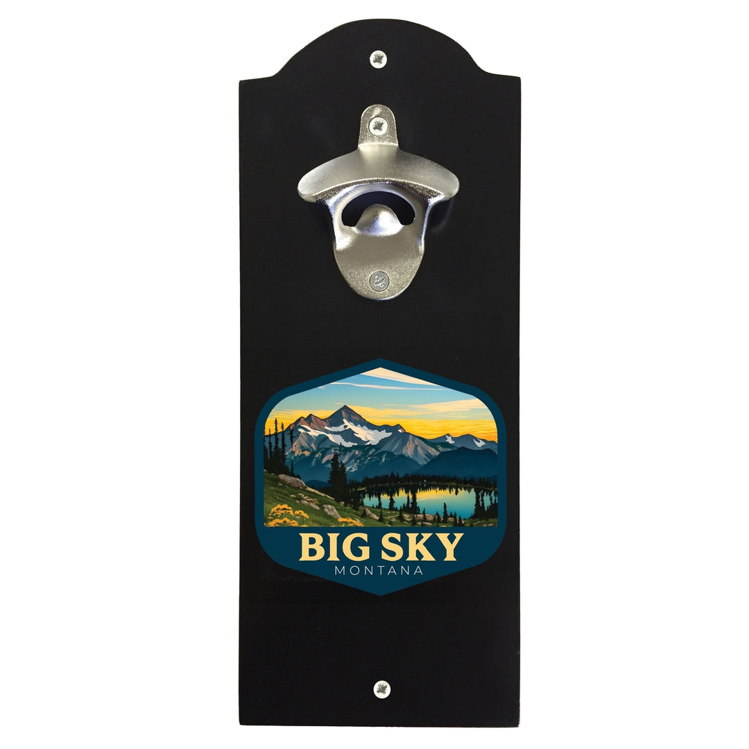 Big Sky Montana Mountain and Lake Design Souvenir Wall mounted bottle opener Image 1