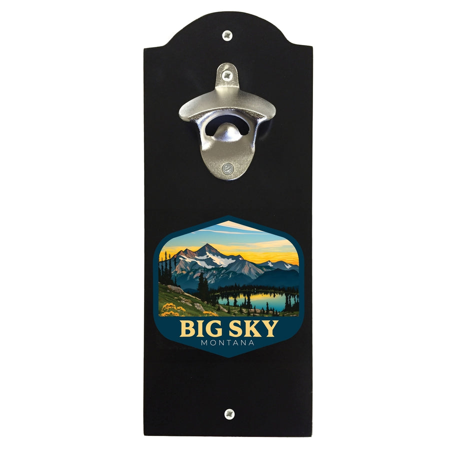 Big Sky Montana Mountain and Lake Design Souvenir Wall mounted bottle opener Image 1