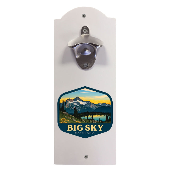 Big Sky Montana Mountain and Lake Design Souvenir Wall mounted bottle opener Image 2