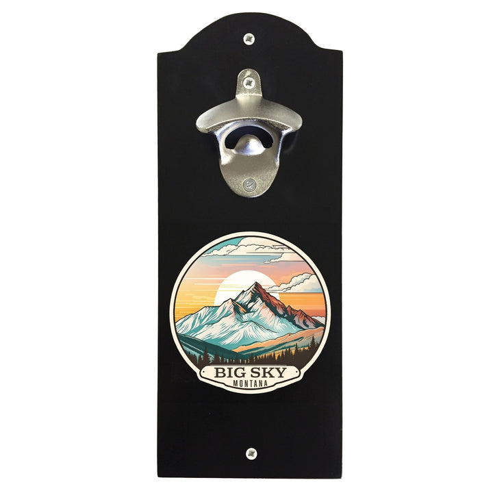 Big Sky Montana mountain Sunset Design Souvenir Wall mounted bottle opener Image 1