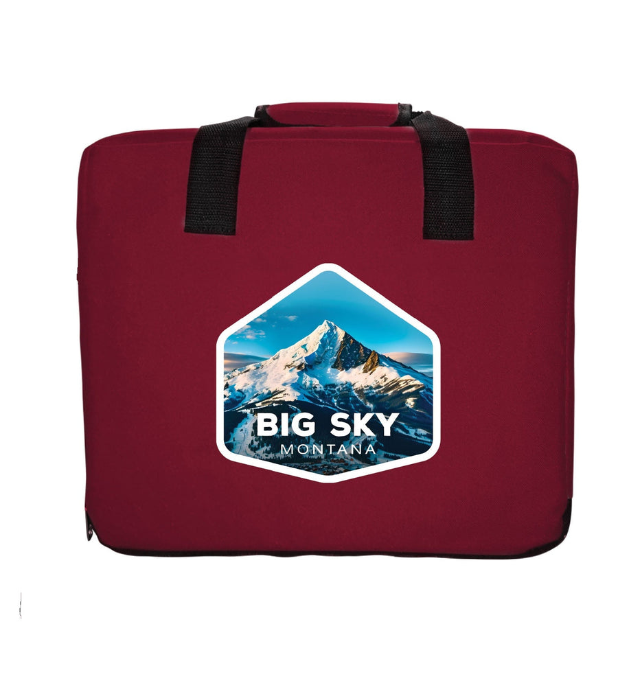 Big Sky Montana Mountain Design Souvenir Destination Seat Cushion Maroon Image 1