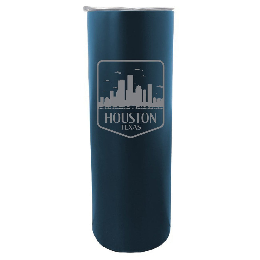 Houston Texas Souvenir 20 oz Engraved Insulated Stainless Steel Skinny Tumbler Image 3