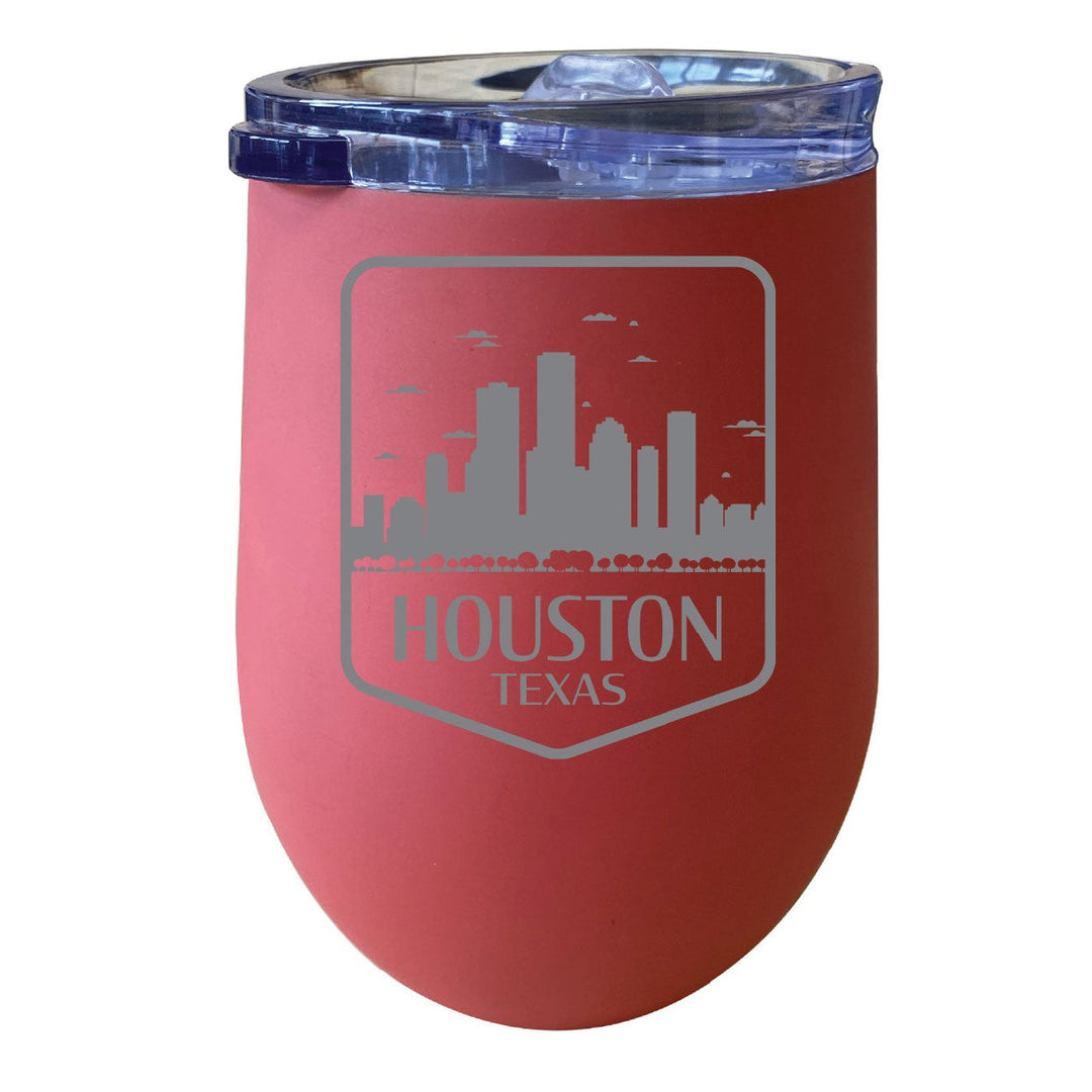 Houston Texas Souvenir 12 oz Engraved Insulated Wine Stainless Steel Tumbler Image 1