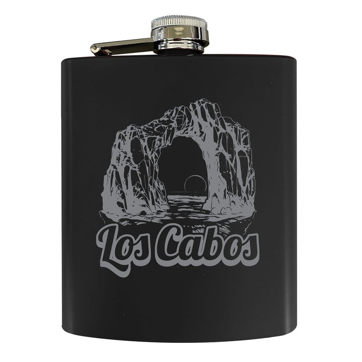 Los Cabos Mexico Souvenir 7 oz Engraved Steel Flask Matte Finish Image 1