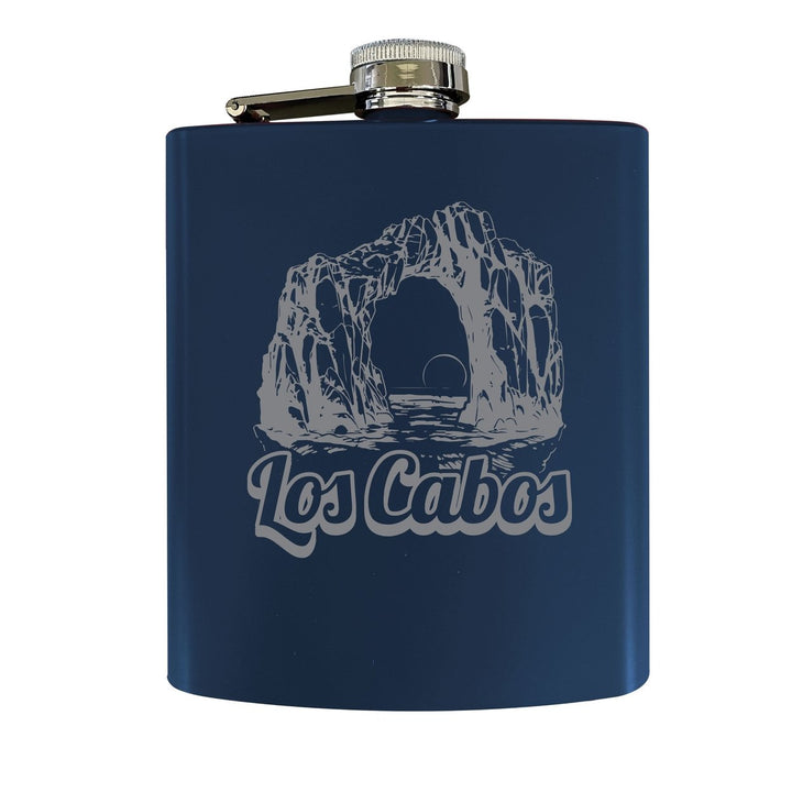 Los Cabos Mexico Souvenir 7 oz Engraved Steel Flask Matte Finish Image 4