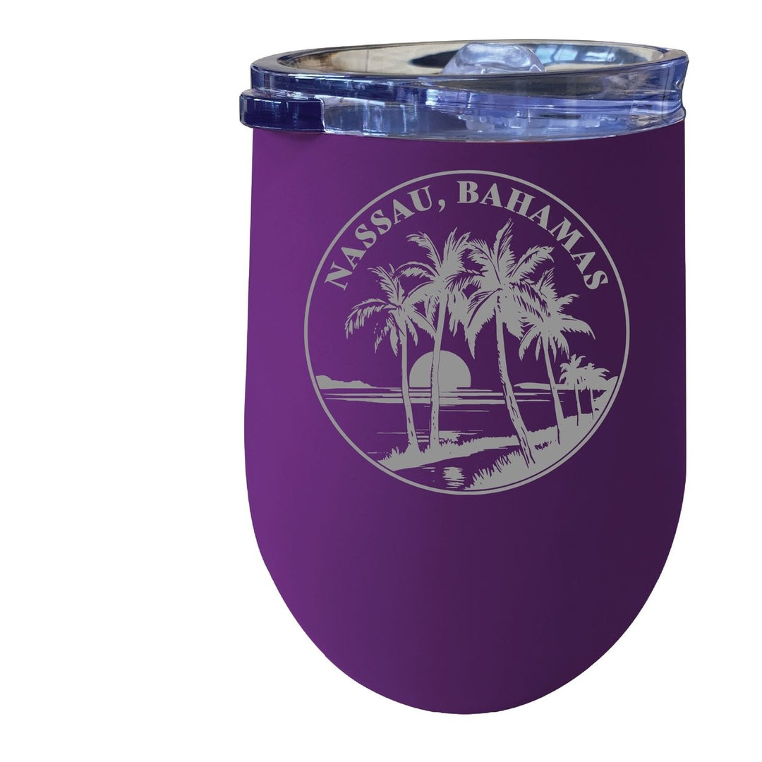 Nassau the Bahamas Souvenir 12 oz Engraved Insulated Wine Stainless Steel Tumbler Image 1