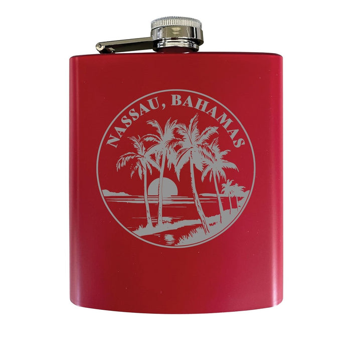 Nassau the Bahamas Souvenir 7 oz Engraved Steel Flask Matte Finish Image 1