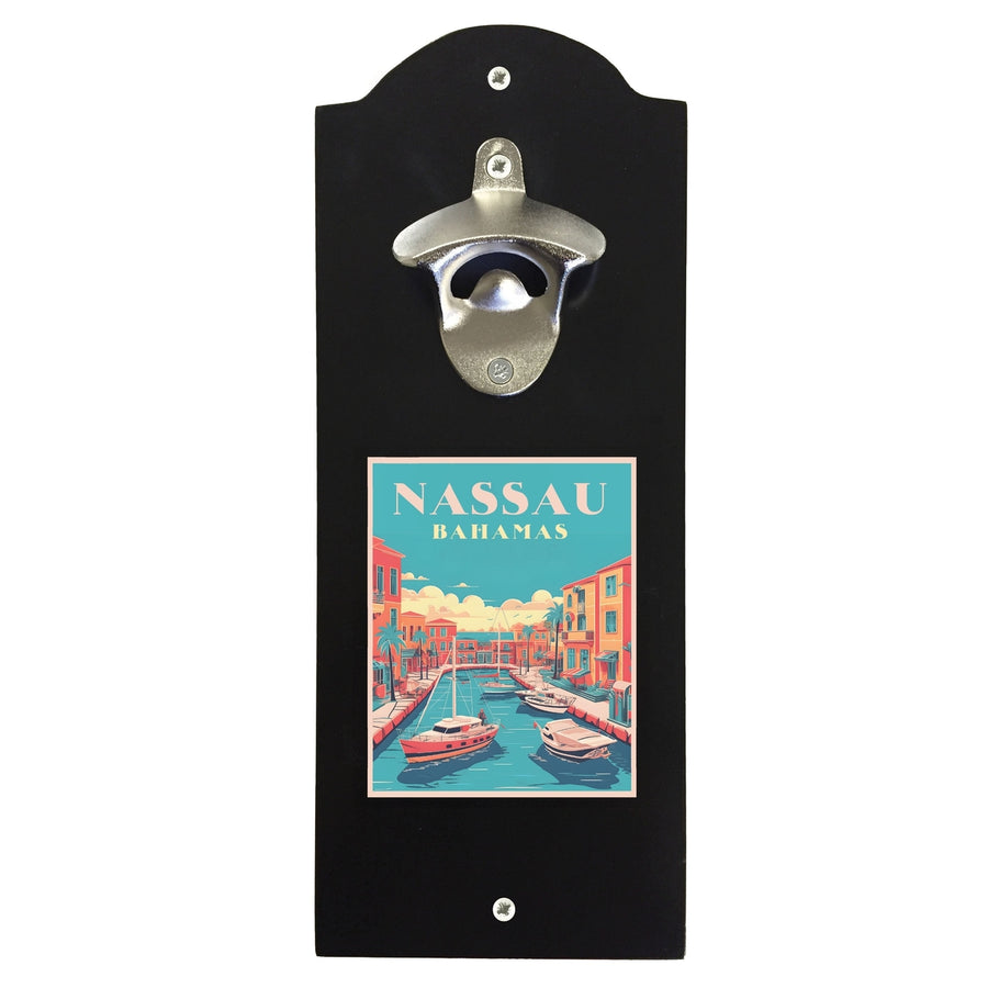 Nassau the Bahamas Design B Souvenir Wall mounted bottle opener Image 1