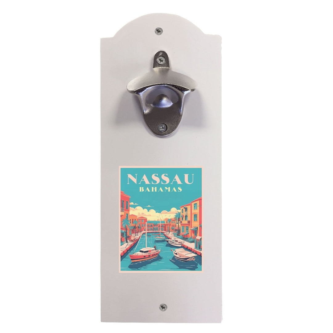 Nassau the Bahamas Design B Souvenir Wall mounted bottle opener Image 1