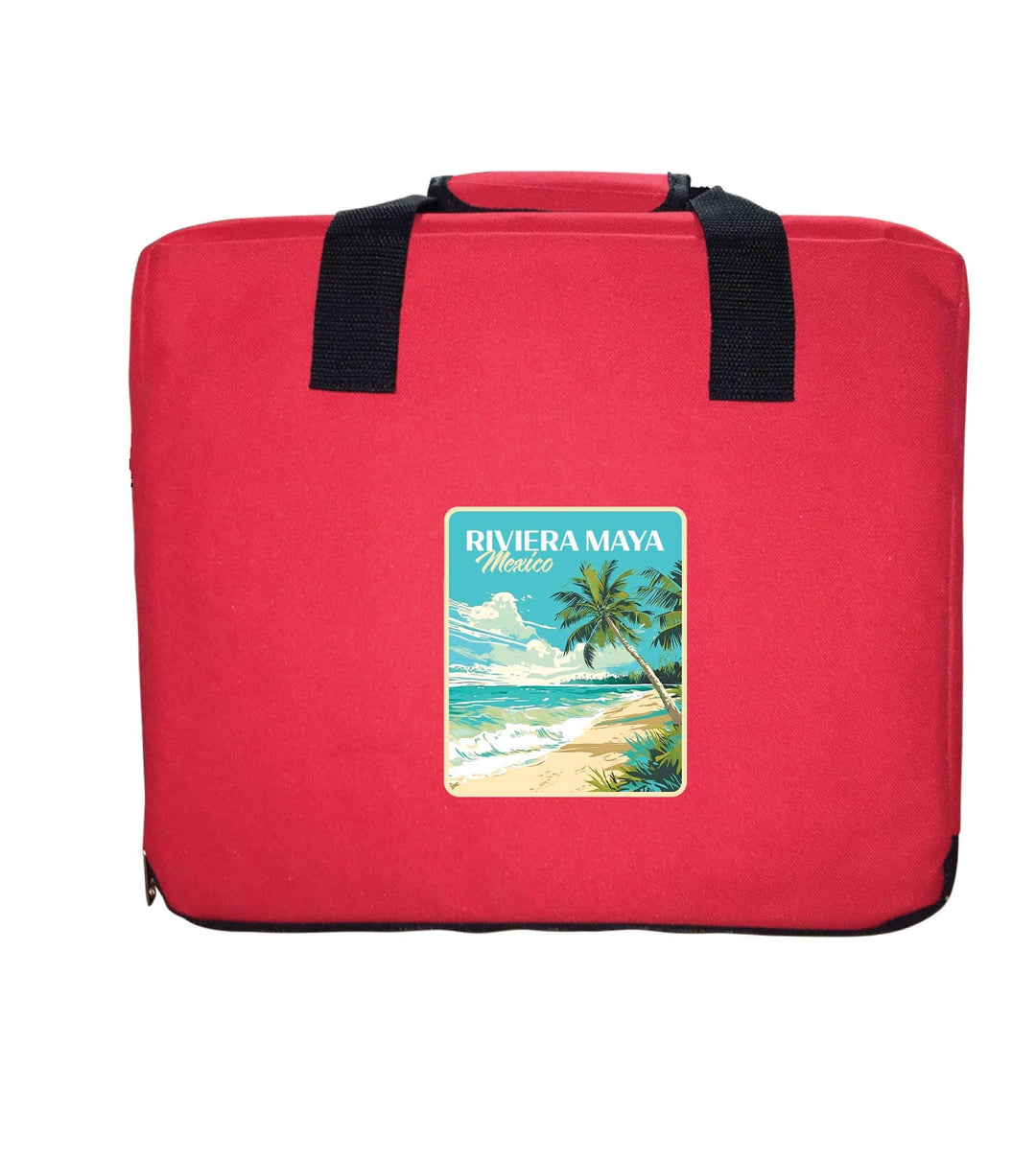 Riviera Maya Mexico Design C Souvenir Destination Seat Cushion Red Image 1