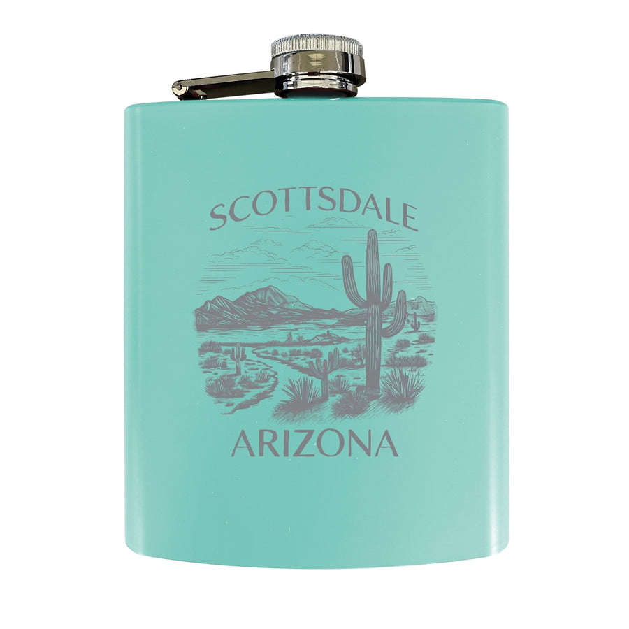 Scottsdale Arizona Souvenir 7 oz Engraved Steel Flask Matte Finish Image 1