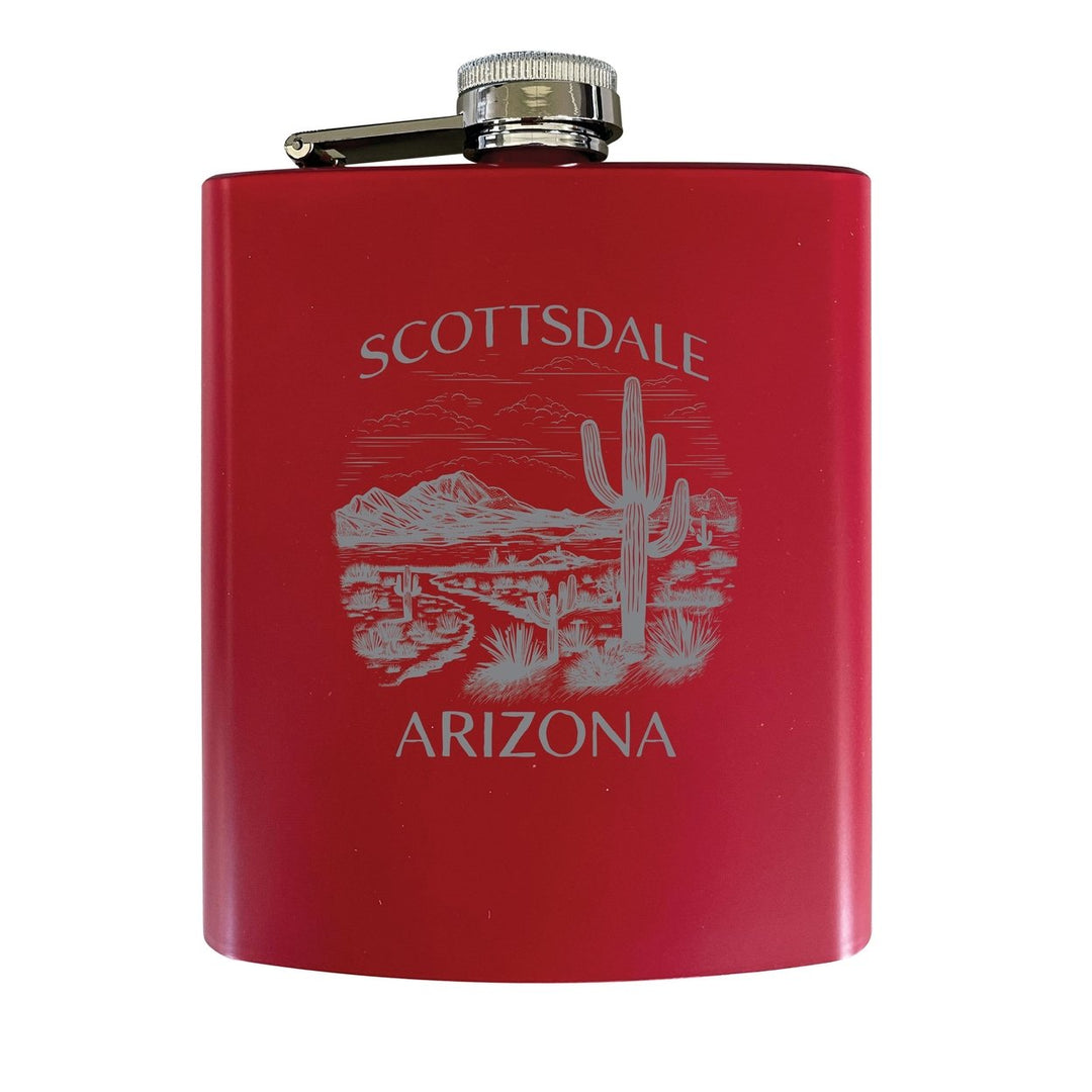 Scottsdale Arizona Souvenir 7 oz Engraved Steel Flask Matte Finish Image 1