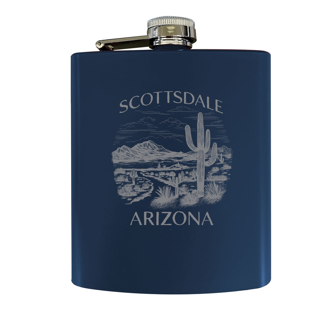 Scottsdale Arizona Souvenir 7 oz Engraved Steel Flask Matte Finish Image 3