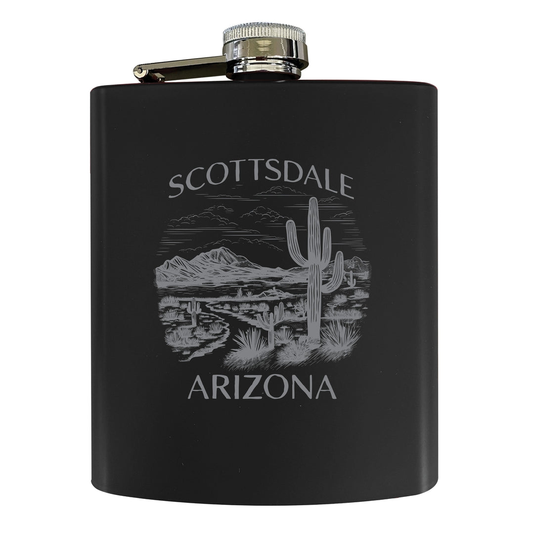 Scottsdale Arizona Souvenir 7 oz Engraved Steel Flask Matte Finish Image 1