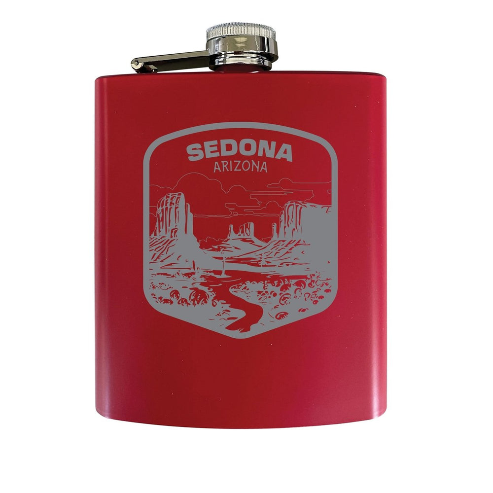 Sedona Arizona Souvenir 7 oz Engraved Steel Flask Matte Finish Image 2