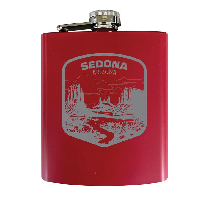 Sedona Arizona Souvenir 7 oz Engraved Steel Flask Matte Finish Image 1