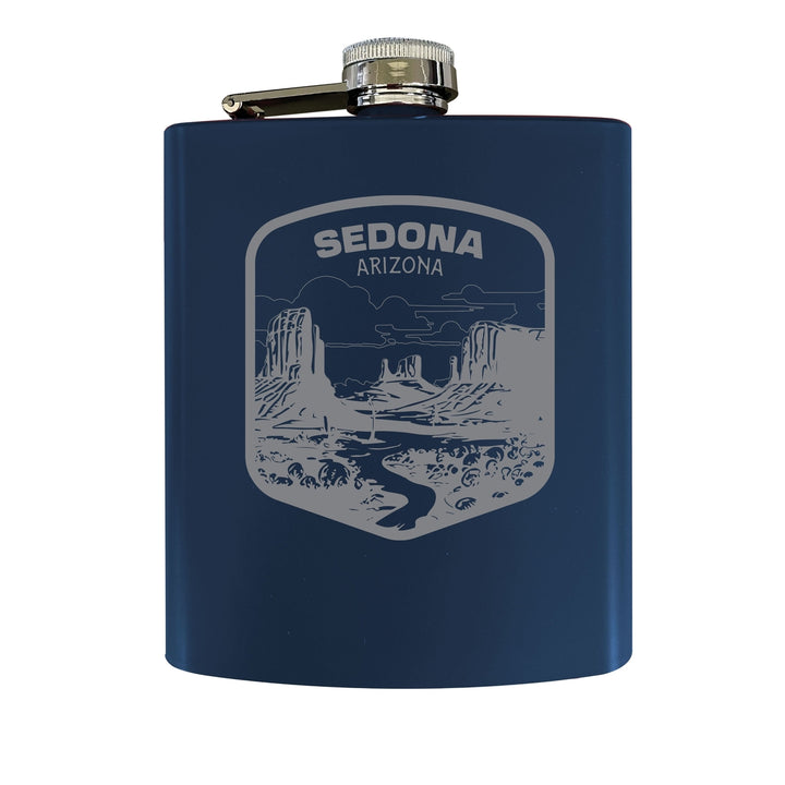 Sedona Arizona Souvenir 7 oz Engraved Steel Flask Matte Finish Image 1