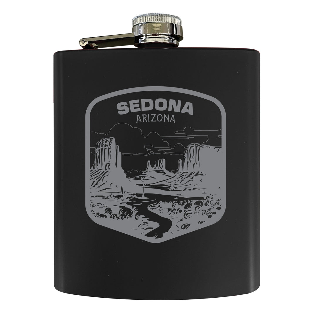 Sedona Arizona Souvenir 7 oz Engraved Steel Flask Matte Finish Image 4