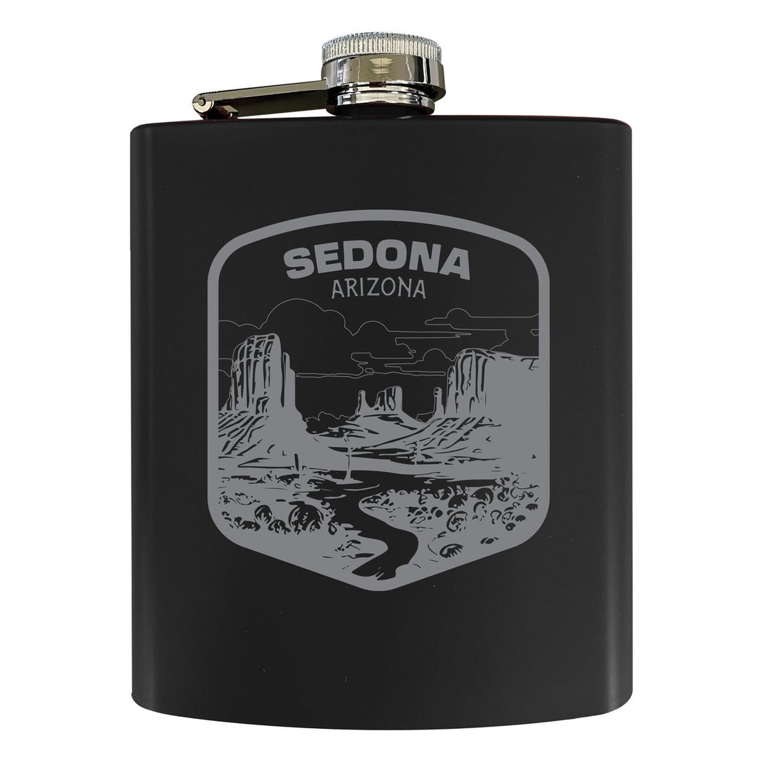 Sedona Arizona Souvenir 7 oz Engraved Steel Flask Matte Finish Image 1