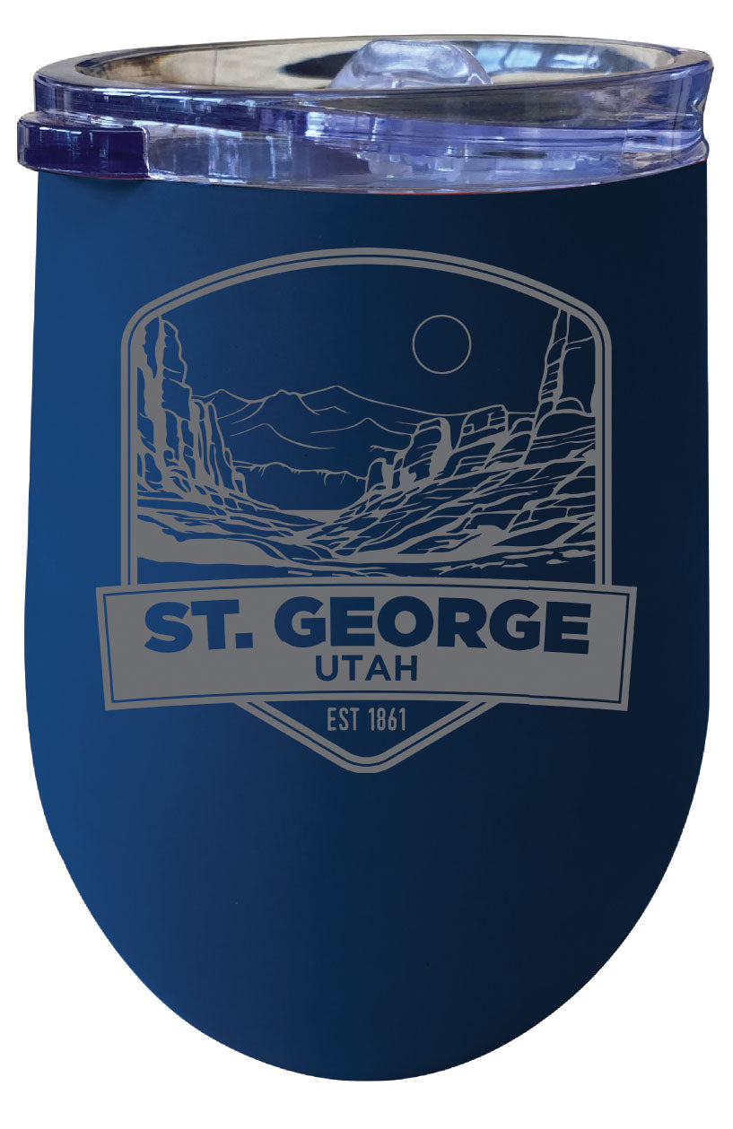 St. George Utah Souvenir 12 oz Engraved Insulated Wine Stainless Steel Tumbler Image 1