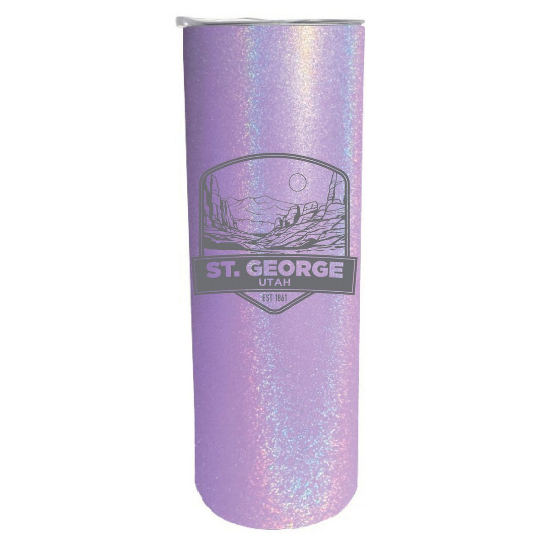 St. George Utah Souvenir 20 oz Engraved Insulated Stainless Steel Skinny Tumbler Image 1