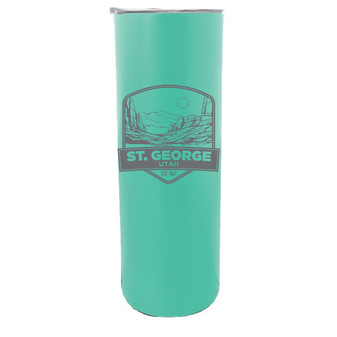 St. George Utah Souvenir 20 oz Engraved Insulated Stainless Steel Skinny Tumbler Image 3