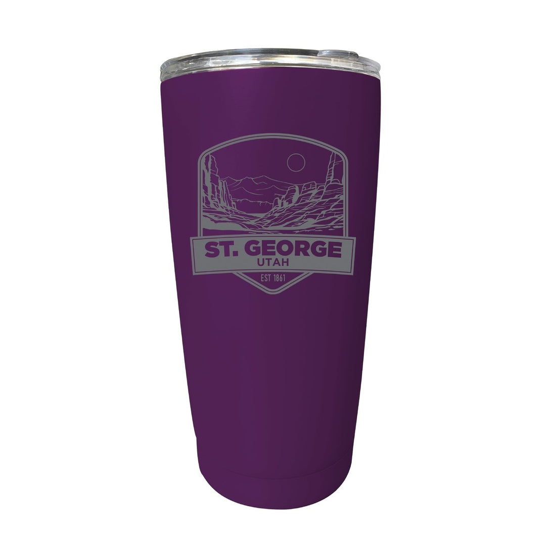 St. George Utah Souvenir 16 oz Engraved Stainless Steel Insulated Tumbler Image 1