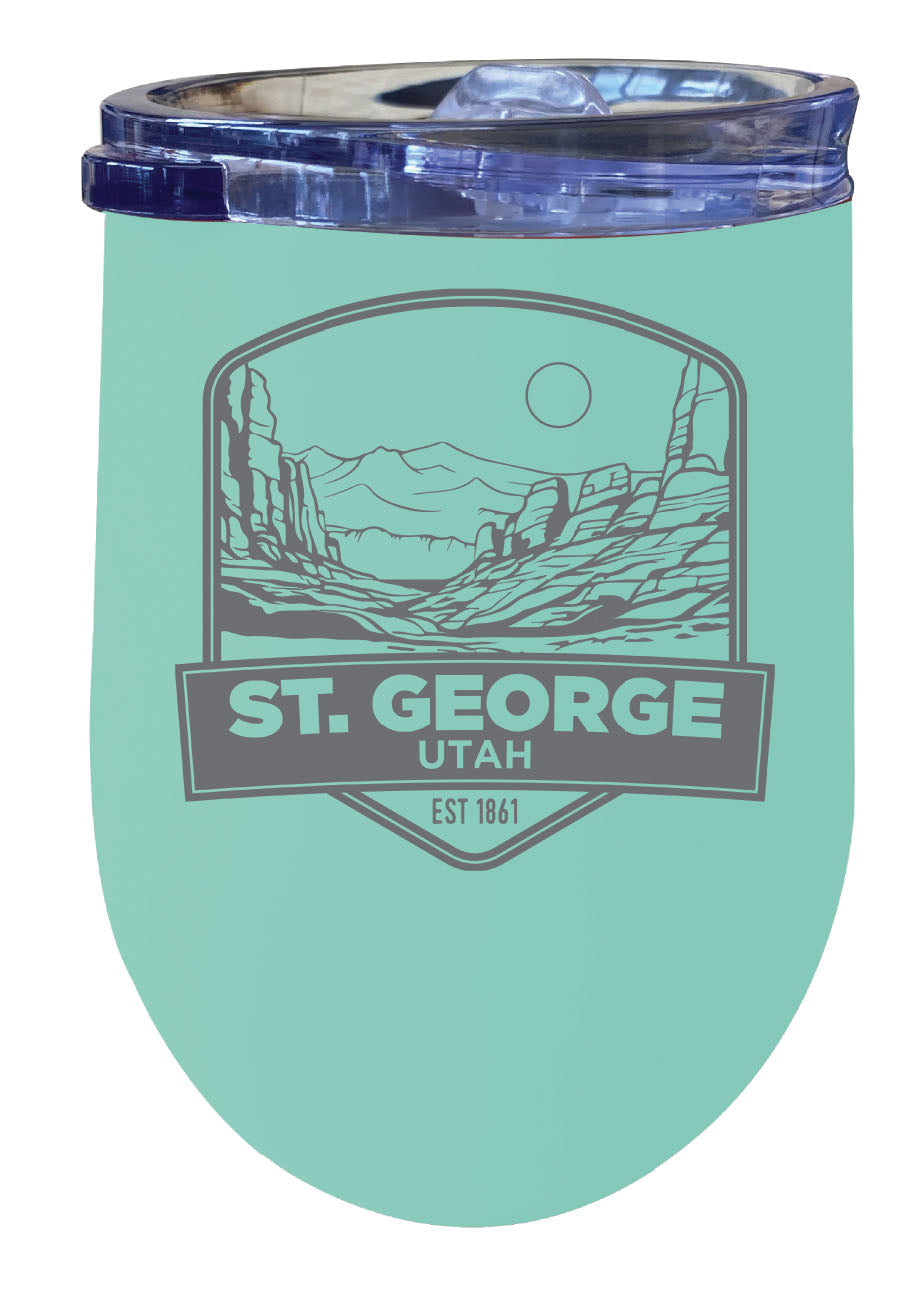 St. George Utah Souvenir 12 oz Engraved Insulated Wine Stainless Steel Tumbler Image 3