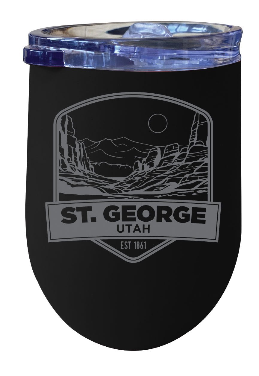 St. George Utah Souvenir 12 oz Engraved Insulated Wine Stainless Steel Tumbler Image 1