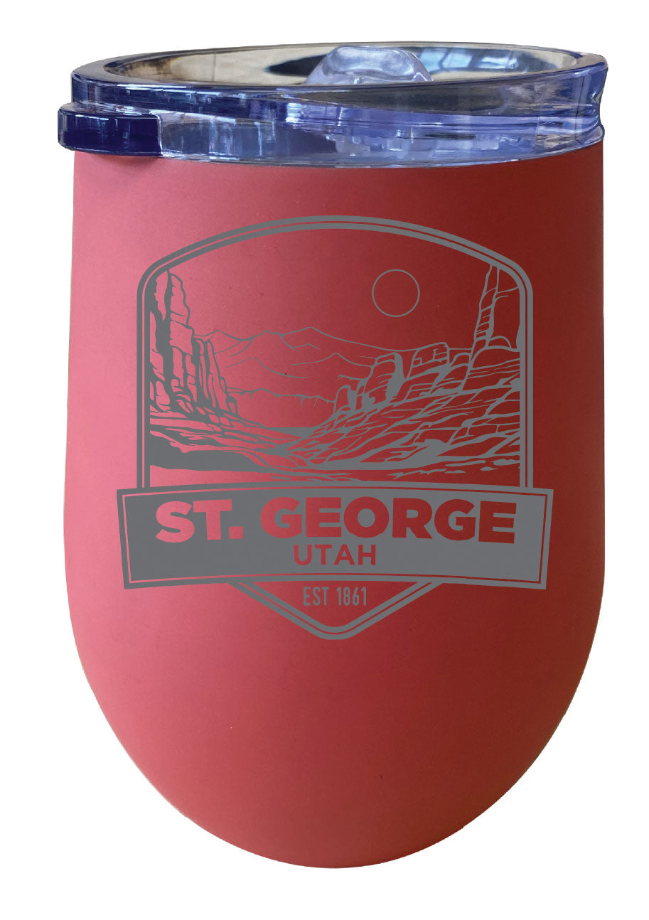 St. George Utah Souvenir 12 oz Engraved Insulated Wine Stainless Steel Tumbler Image 7