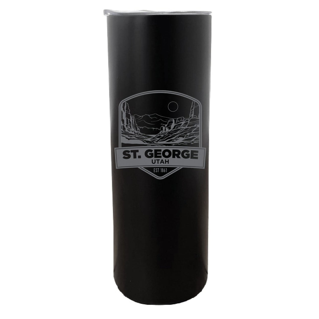 St. George Utah Souvenir 20 oz Engraved Insulated Stainless Steel Skinny Tumbler Image 4