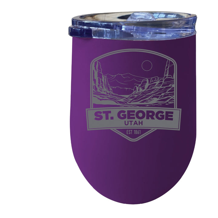 St. George Utah Souvenir 12 oz Engraved Insulated Wine Stainless Steel Tumbler Image 8