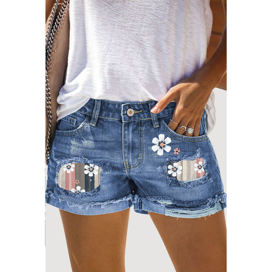 Womens Sky Blue Denim shorts Image 1