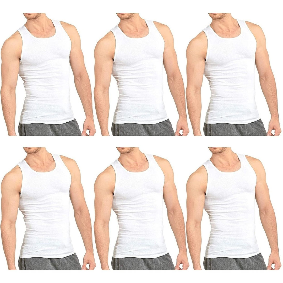 Knocker Mens 100% Cotton White A-Shirts 6 Pack Sizes S-3XL Comfortable Undershirts Image 4