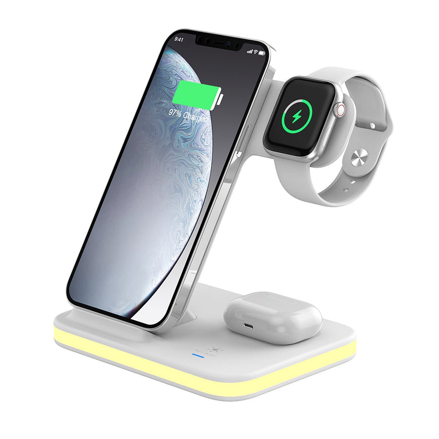 LuminCharge Pro 4-in-1 Wireless Charging Stand Night Light Qi Compatible Black Image 1